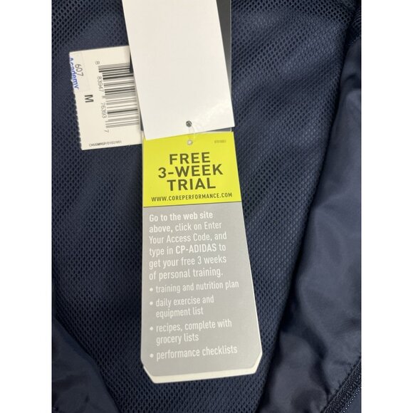 Adidas Jacket Mens Medium Blue Track Full Zip High Neck Active Athletic Logo - Picture 8 of 15